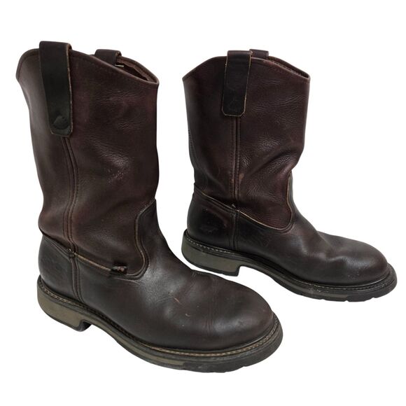 Mens Thorogood Dark Brown Leather Pull On Work Boots Sz 8.5 D 814-4222 USA Biker main image 8